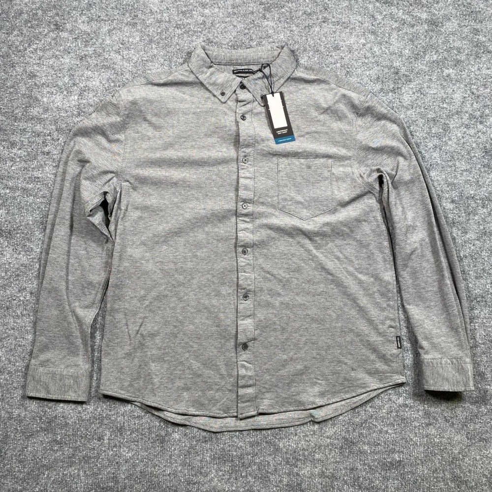 Kenneth Cole New York Mens Techni-Cole Knit Shirt Grey XL KG9R73BLKPC‎ NEW